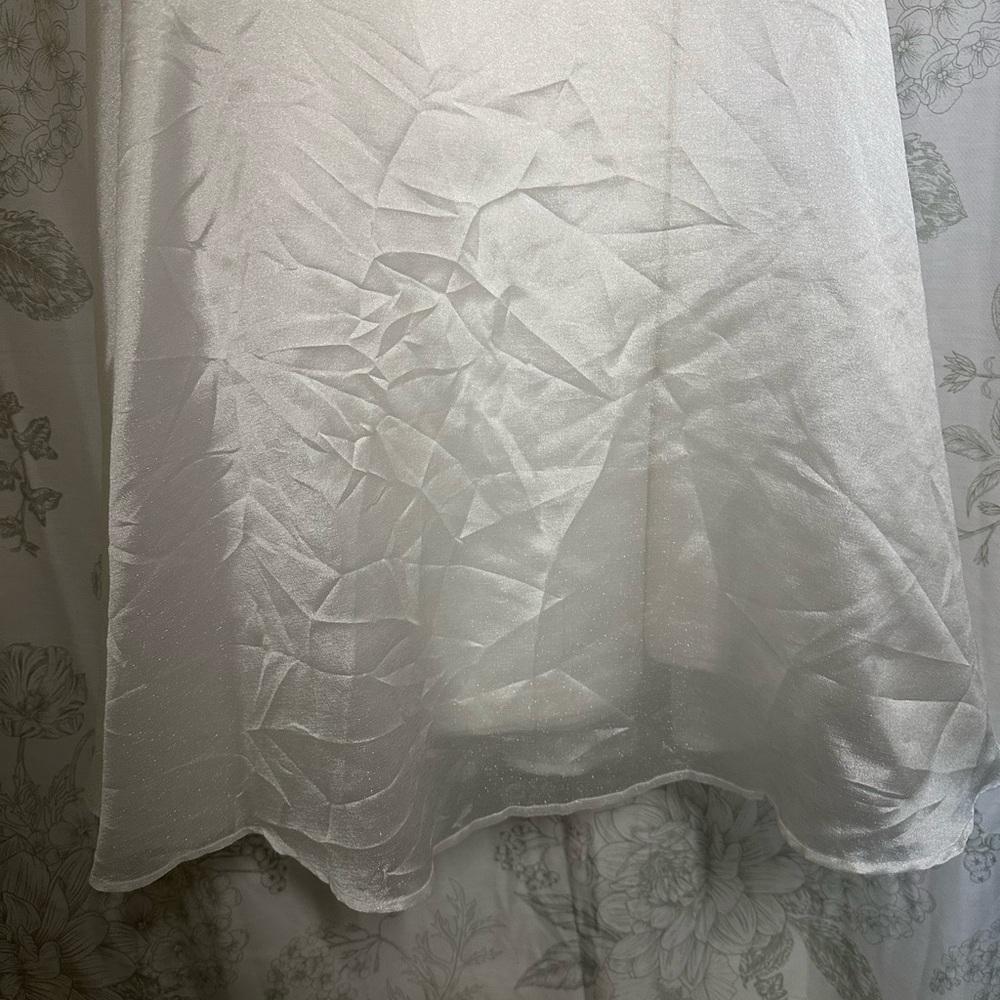 Lulu's Shimmery Ivory Satin Ruffle Dress - Picture 2 of 5